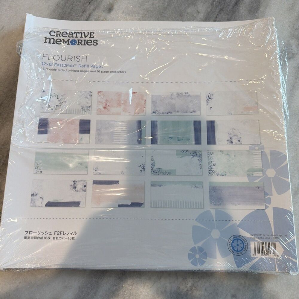 Creative Memories FLOURISH 12x12 Fast2Fab Refill Pgs & Pg Protectors Botanical